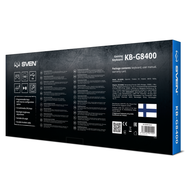 Игровая клавиатура SVEN KB-G8400 (104кл, ПО, RGB-подсветка) SVEN KB-G8400