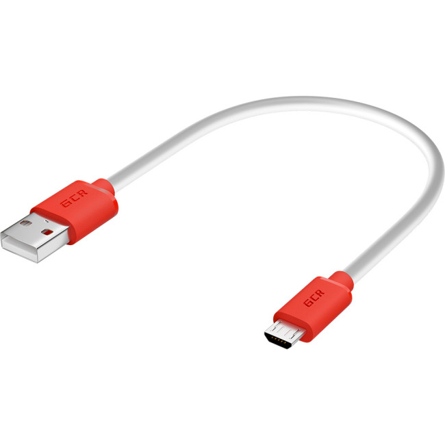 GCR Кабель 0.5m MicroUSB, белый, красные коннекторы, быстрая зарядка, 28/24 AWG, GCR-53214 Greenconnect GCR-53214