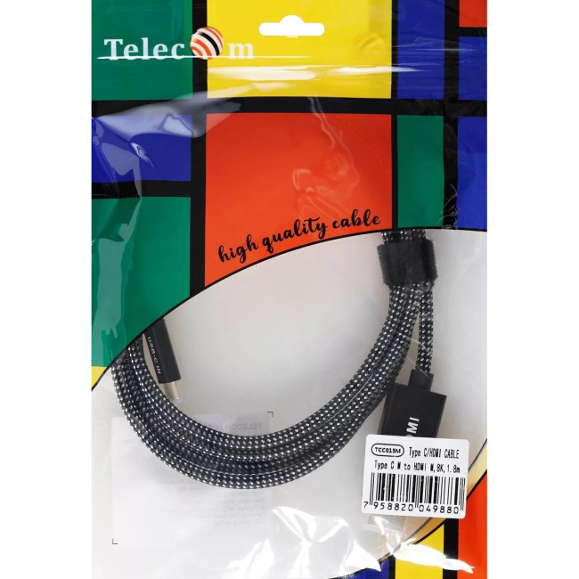 Кабель-адаптер USB Type-Cm --> HDMI(m) 4K@120Hz 8K@30Hz, 1.8m Telecom <TCC015M-1.8M> VCOM TCC015M-1.8M