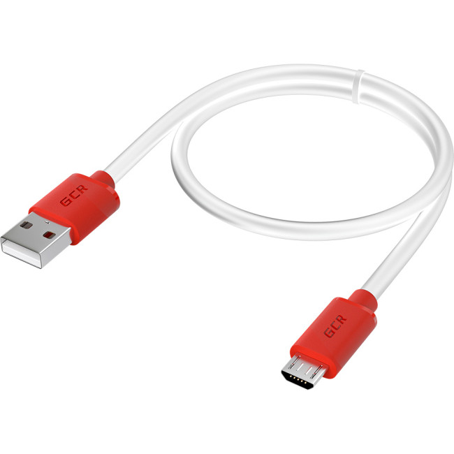 GCR Кабель 1.0m MicroUSB, белый, красные коннекторы, быстрая зарядка, 28/24 AWG, GCR-53215 Greenconnect GCR-53215