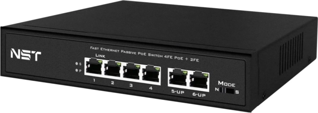 Passive PoE коммутатор Fast Ethernet NST NS-SW-4F2F-P/A Passive PoE коммутатор Fast Ethernet NST NS-SW-4F2F-P/A