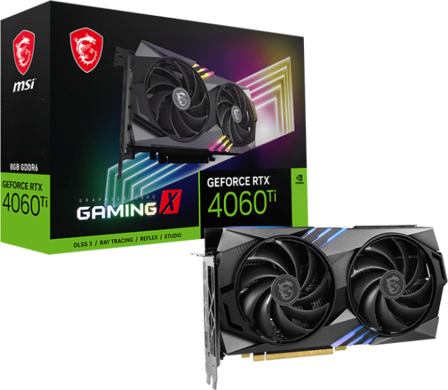 Видеокарта MSI GeForce RTX 4060 Ti GAMING X 8G Видеокарта MSI GeForce RTX 4060 Ti GAMING X 8G