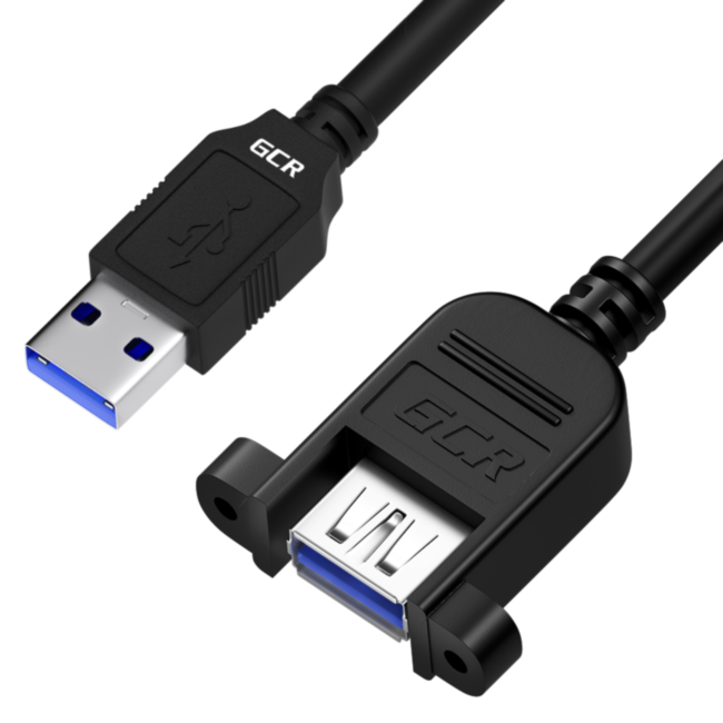 GCR Удлинитель 1.0m USB 3.0, AM/AF крепление под винт, черный, GCR-52918 Удлинитель Greenconnect 1 м (GCR-52918)
