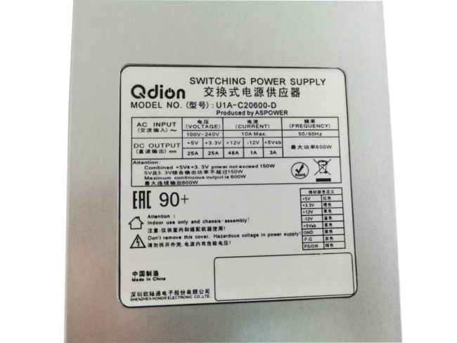 Блок питания серверный Qdion Model U1A-C20600-D/C14