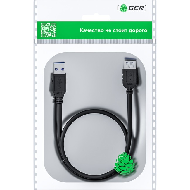 GCR Удлинитель 1.8m USB 3.0, AM/AF, черный Удлинитель Greenconnect 1.8 м (GCR-52601)