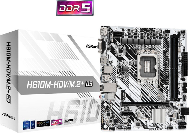 Материнская плата ASRock H610M-HDV/M.2+ D5 Материнская плата ASRock H610M-HDV/M.2+ D5