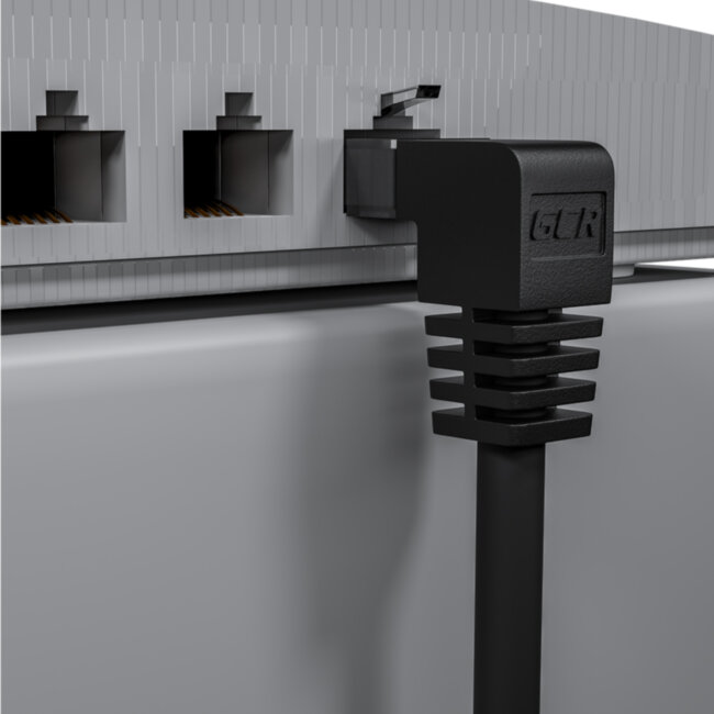 GCR Патч-корд прямой 2.0m UTP кат.5e, черный, нижний угол, литой, ethernet high speed, RJ45, T568B, GCR-53196 Greenconnect RJ45(m) - RJ45(m) Cat. 5e 2м чёрный