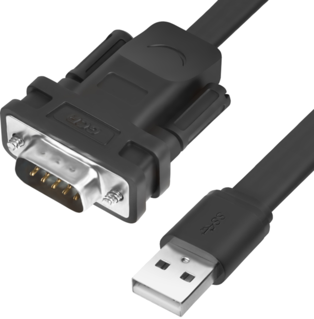 Greenconnect Конвертер-переходник 3.0m плоский, черный, позолоченные коннекторы, 28/26 AWG, USB 2.0 AM / DB9 RS-232 PROF GCR-UOC5M-BCG-3.0m, чипсет PL2303RA Greenconnect USB 2.0 AM / DB9 RS-232 + чипсет PL2303RA
