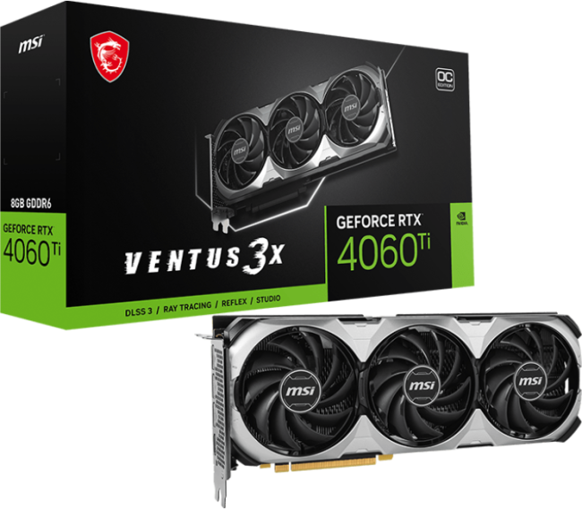 Видеокарта MSI GeForce RTX 4060 Ti VENTUS 3X 8G OC Видеокарта MSI GeForce RTX 4060 Ti VENTUS 3X 8G OC
