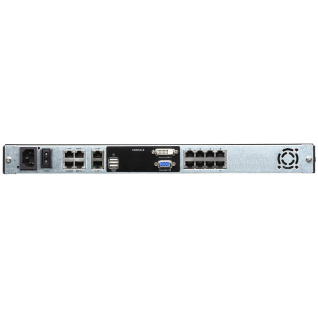 Переключатель, электрон., KVM, с консолью,  1 local user PS2/USB+VGA+ IP user => 8 cpu (PS2/USB/Sun+VGA)/RS232, без шнуров и адаптеров, 1900x1200, 1U 19", исп.адаптеры и UTP, OSD, каскад 128, (двойное питание;поддержка технол. шифр.) ATEN KL1108VN