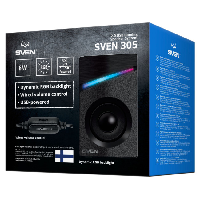 АС SVEN 305, черный (6 Вт, питание USB, подсветка) Sven SV-021665 АС SVEN 305, черный (6 Вт, питание USB, подсветка) Sven SV-021665