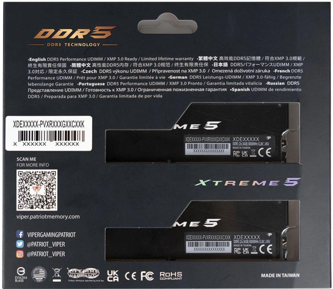 Память DDR5 2x16Gb 8000MHz Patriot PVXR532G80C38K Память DDR5 2x16Gb 8000MHz Patriot PVXR532G80C38K