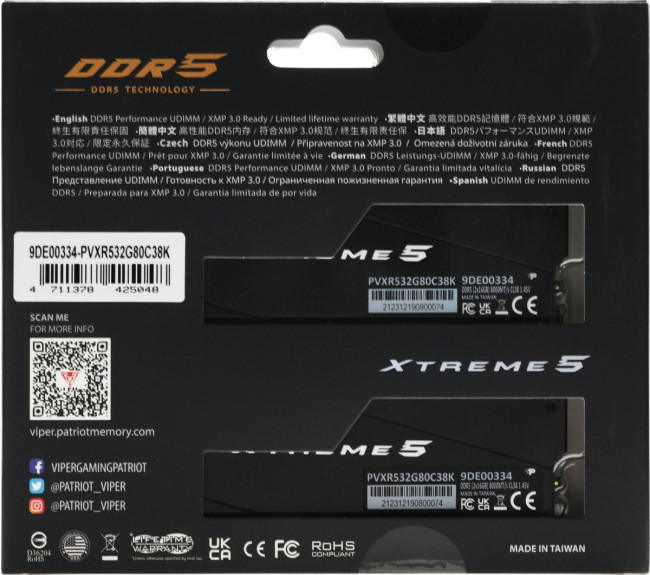 Память DDR5 2x16Gb 8000MHz Patriot PVXR532G80C38K Память DDR5 2x16Gb 8000MHz Patriot PVXR532G80C38K