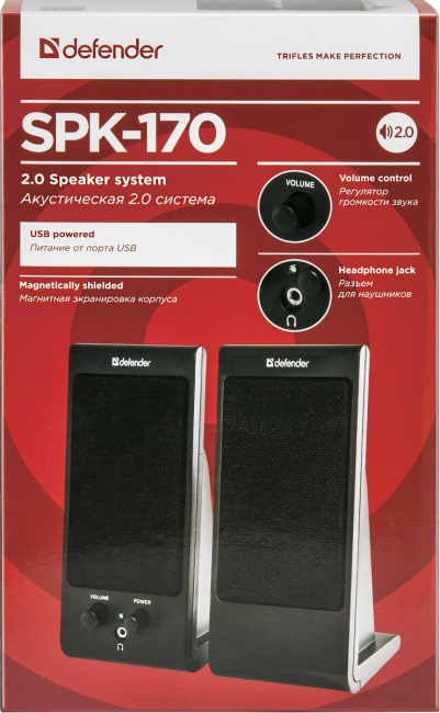 Defender Акустическая 2.0 система SPK-170 черный, 6 Вт, питание от USB Defender SPK-170 Defender Акустическая 2.0 система SPK-170 черный, 6 Вт, питание от USB Defender SPK-170