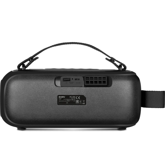 SVEN PS-255, черный, акустическая система 2.0, мощность 2x6 Вт (RMS), Bluetooth, FM, USB, караоке микрофон, встроенный аккумулятор Sven SV-022563