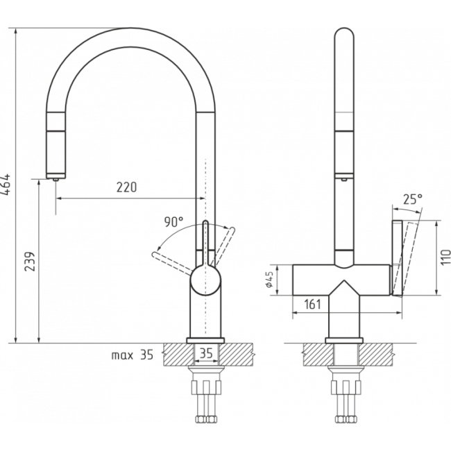 Смеситель RIVELATO Rivelato Acio 1927515 antracite Смеситель RIVELATO Rivelato Acio 1927515 antracite
