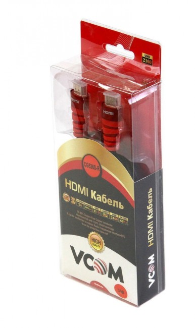 Кабель HDMI 19M/M ver. black and red 2.0, 3m VCOM <CG526S-R-3M> Blister VCOM HDMI (m)- HDMI (m) 3м Кабель HDMI 19M/M ver. black and red 2.0, 3m VCOM <CG526S-R-3M> Blister VCOM HDMI (m)- HDMI (m) 3м