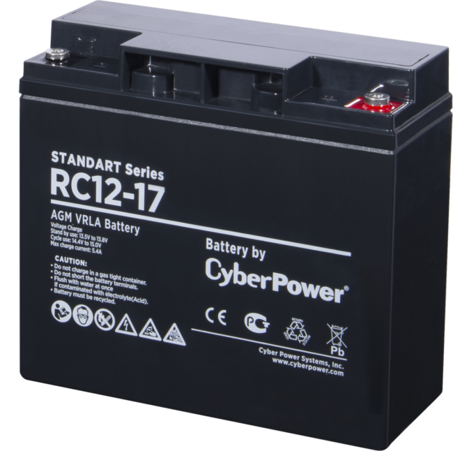 Аккумуляторная батарея SS CyberPower RC 12-17 / 12 В 17 Ач Батарея аккумуляторная для ИБП CyberPower Standart series RС 12-17 Аккумуляторная батарея SS CyberPower RC 12-17 / 12 В 17 Ач Батарея аккумуляторная для ИБП CyberPower Standart series RС 12-17