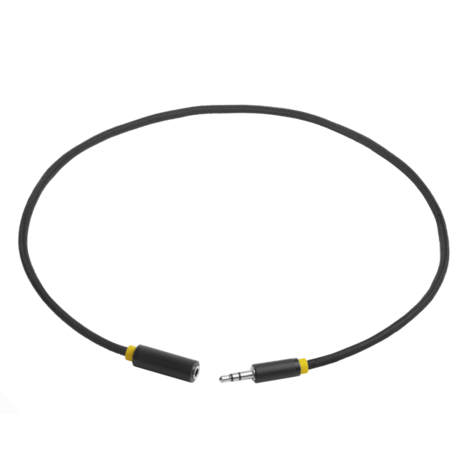 Greenconnect Удлинитель аудио 0.5m jack 3,5mm/jack 3,5m нейлон, черный, желтая окантовка, ультрагибкий, 28 AWG, M/F, Premium GCR-STM8114-0.5m, экран, стерео Greenconnect 0.5m jack 3.5mm/jack 3.5m нейлон