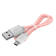 GCR Кабель 3A 1.0m MicroUSB, быстрая зарядка, розовый нейлон, GCR-51689 Greenconnect GCR-51689