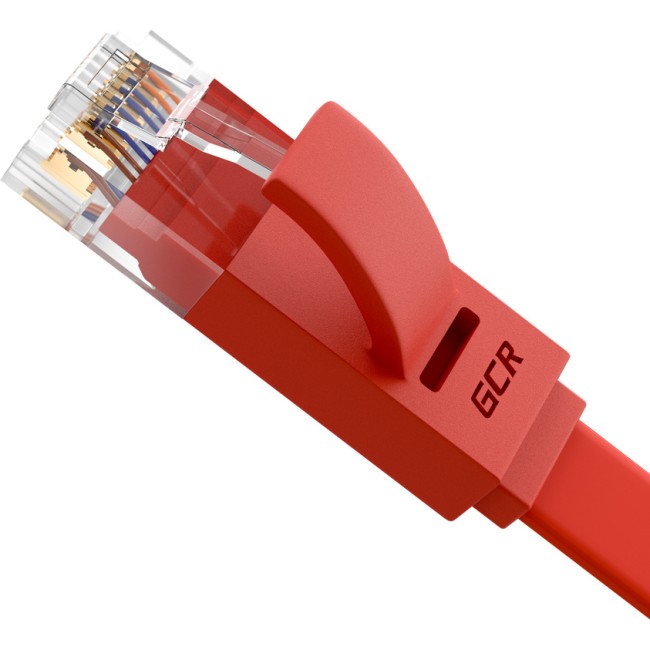 GCR Патч-корд PROF плоский прямой 1.5m, UTP медь кат.6, красный, 30 AWG, ethernet high speed 10 Гбит/с, RJ45, T568B, GCR-53084 Greenconnect GCR-53084