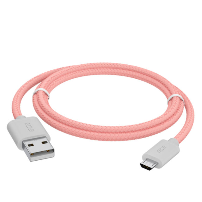 GCR Кабель 3A 1.5m MicroUSB, быстрая зарядка, розовый нейлон, GCR-51703 Greenconnect GCR-51703