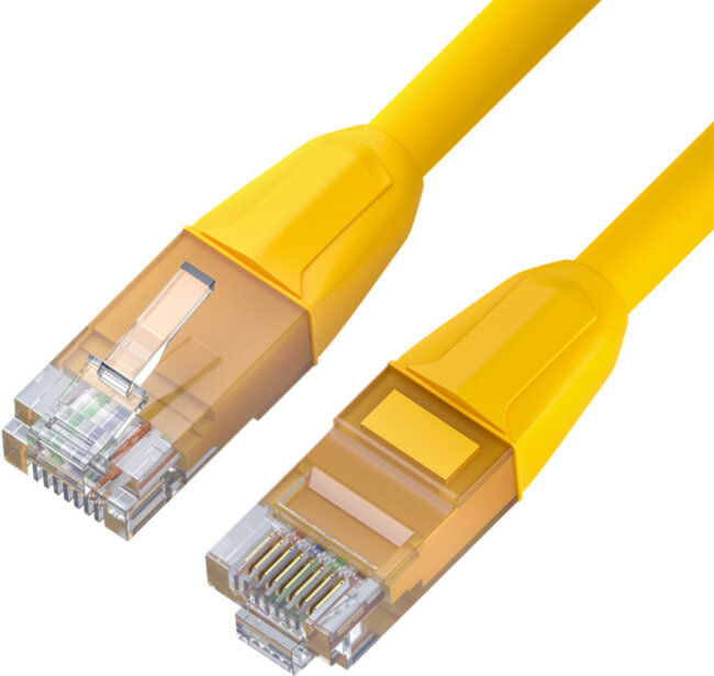 GCR Патч-корд прямой 3.0m LSZH UTP кат.6, желтый, 24 AWG, литой без фиксатора, ethernet high speed, RJ45, T568B Greenconnect RJ45(m) - RJ45(m) Cat. 6 U/UTP LSZH 3м