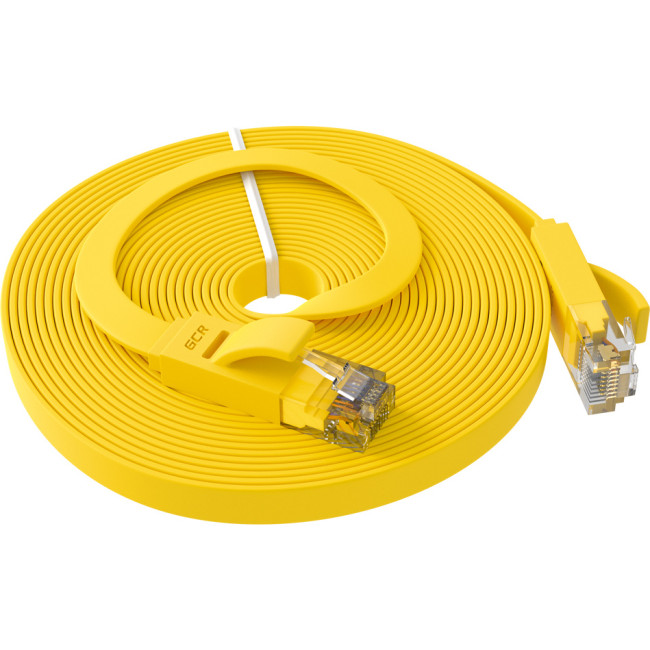GCR Патч-корд PROF плоский прямой 3.0m, UTP медь кат.6, желтый, 30 AWG, GCR-LNC622-3.0m, ethernet high speed 10 Гбит/с, RJ45, T568B Greenconnect GCR-LNC622-3.0m