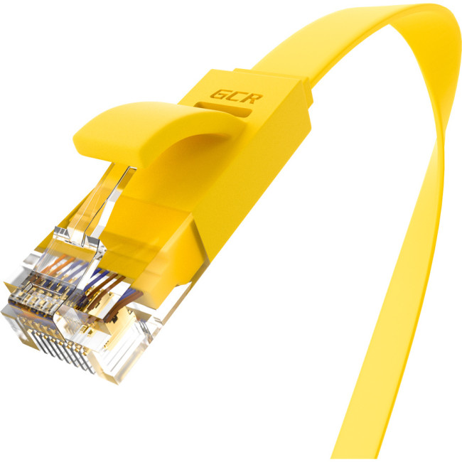 GCR Патч-корд PROF плоский прямой 3.0m, UTP медь кат.6, желтый, 30 AWG, GCR-LNC622-3.0m, ethernet high speed 10 Гбит/с, RJ45, T568B Greenconnect GCR-LNC622-3.0m