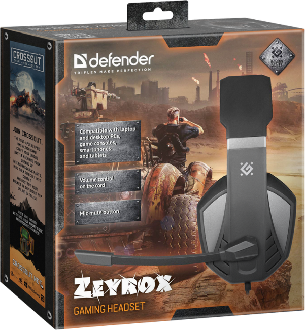 Defender Игровая гарнитура Zeyrox черный+серый, кабель 1.8 м Defender 64550 Defender Игровая гарнитура Zeyrox черный+серый, кабель 1.8 м Defender 64550
