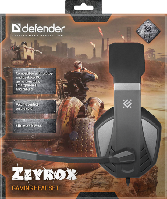Defender Игровая гарнитура Zeyrox черный+серый, кабель 1.8 м Defender 64550 Defender Игровая гарнитура Zeyrox черный+серый, кабель 1.8 м Defender 64550