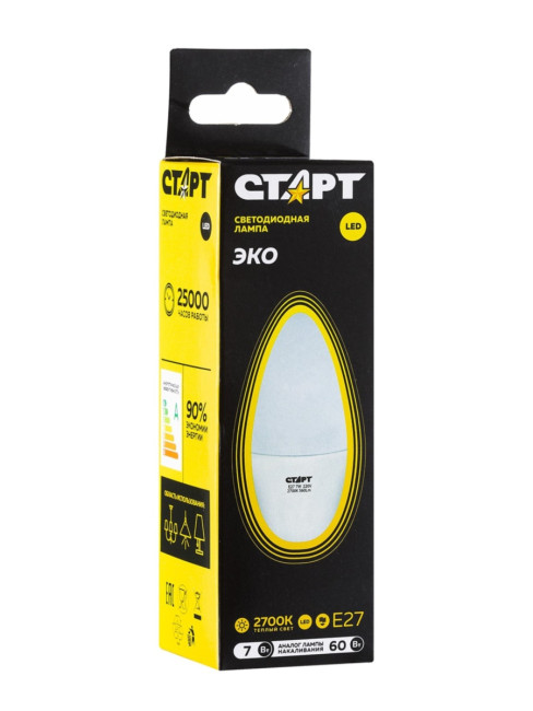Лампа светодиодная СТАРТ свеча E27 7W 3000К Лампа светодиодная СТАРТ свеча E27 7W 3000К Лампа светодиодная СТАРТ свеча E27 7W 3000К Лампа светодиодная СТАРТ свеча E27 7W 3000К