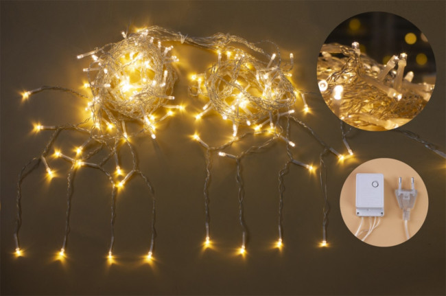Гирлянда Гирлянда 100LED 220V, 8 режимов, 3 м, бахрома, тёплый белый Гирлянда Гирлянда 100LED 220V, 8 режимов, 3 м, бахрома, тёплый белый
