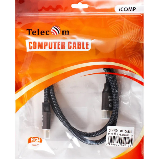 Кабель соединительный DP-DP 1.4V 8K@60Hz 1м, Telecom Pro <TCG750-1M> VCOM TCG750-1M Кабель соединительный DP-DP 1.4V 8K@60Hz 1м, Telecom Pro <TCG750-1M> VCOM TCG750-1M