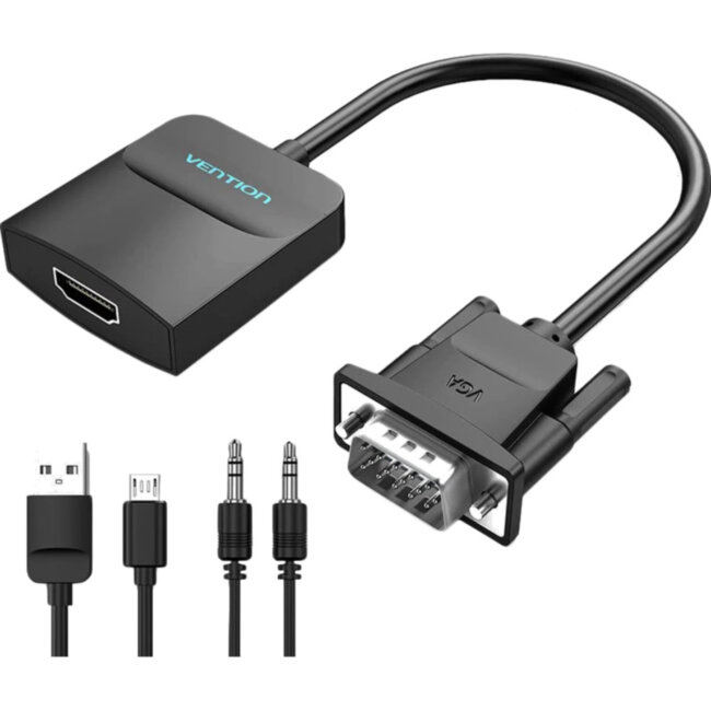 Мультимедиа конвертер Vention VGA + аудио > HDMI, гибкий, черный Vention ACNBB