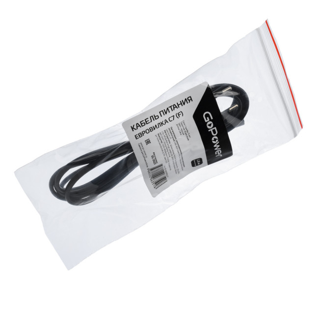 Кабель питания GoPower евровилка-C7 (2-pin) 1.8м ПВХ 0.75мм черный (1/300) GoPower евровилка-C7 (2-pin) 1.8м ПВХ 0.75мм черный (1 / 300)