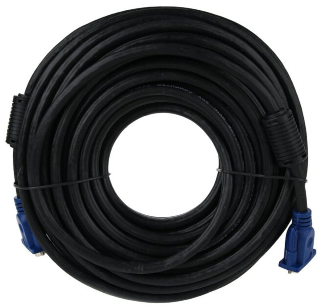Кабель монитор-SVGA card (15M-15M) 20м 2 фильтра Aopen/Qust <ACG341AD-20M> AOpen VGA (m) - VGA (m) 20м