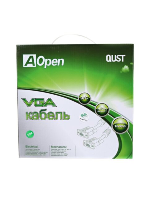 Кабель монитор-SVGA card (15M-15M) 20м 2 фильтра Aopen/Qust <ACG341AD-20M> AOpen VGA (m) - VGA (m) 20м