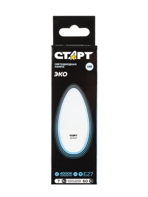 Лампа светодиодная СТАРТ свеча E27 7W 4000К Лампа светодиодная СТАРТ свеча E27 7W 4000К