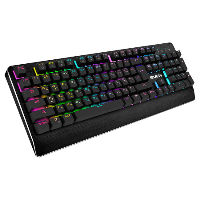 Механическая игровая клавиатура SVEN KB-G9700 (104 кл,+12Fn,RED switch, RGB, мет, корпус) Sven SV-015831