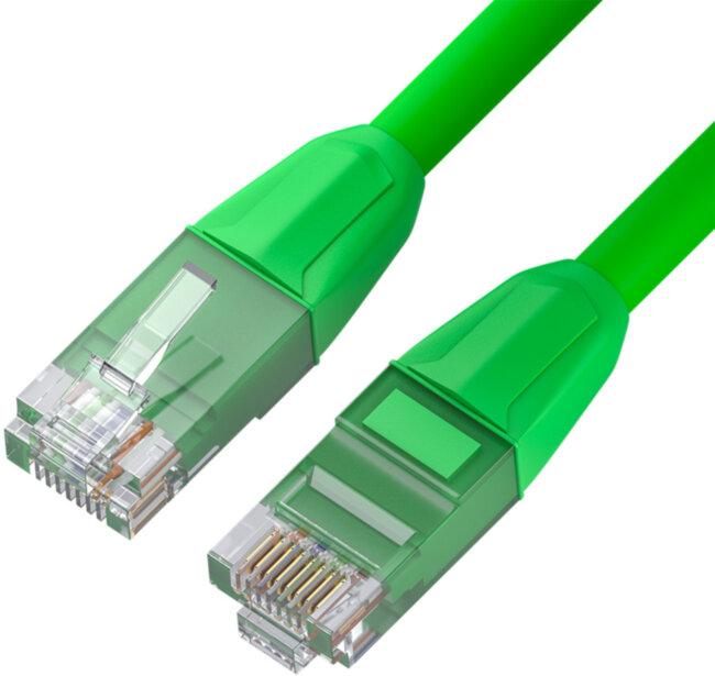GCR Патч-корд прямой 1.0m LSZH UTP кат.6, зеленый, 24 AWG, литой без фиксатора, ethernet high speed, RJ45, T568B Greenconnect RJ45(m) - RJ45(m) Cat. 6 U/UTP LSZH 1м