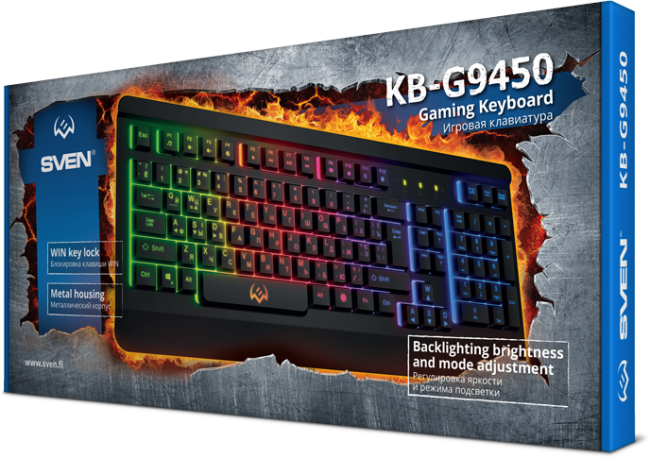 Игровая клавиатура SVEN KB-G9450 (104кл., мет. корпус, 12 Fn функций, подсветка) Sven KB-G9450