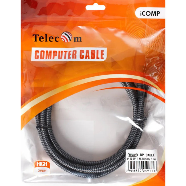 Кабель соединительный DP-DP 1.4V 8K@60Hz  1.5м, Telecom Pro <TCG750-1.5M> VCOM TCG750-1.5M