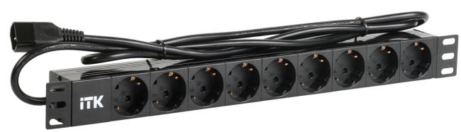 PDU 9 розеток DIN49440 (нем. cтанд.) 1U, шнур 2м вилка IEC 320 C14, алюминиевый профиль, черный ITK PH22-9D2 PDU 9 розеток DIN49440 (нем. cтанд.) 1U, шнур 2м вилка IEC 320 C14, алюминиевый профиль, черный ITK PH22-9D2