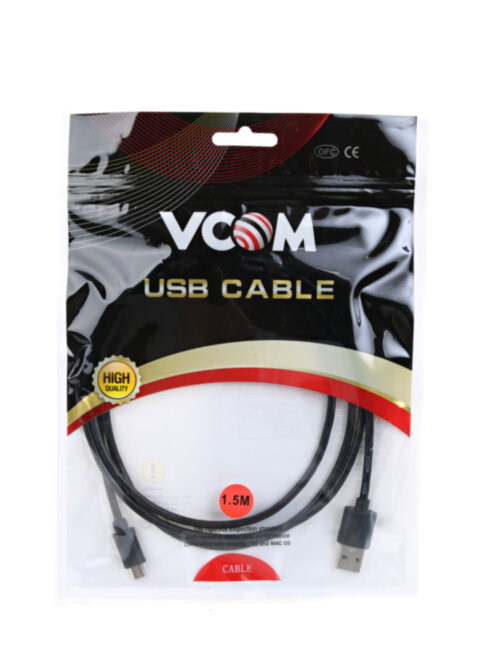Кабель USB2.0 Am --> micro-B 5P, 1.5м , черный VCOM <VUS6945-1.5M> VCOM USB 2.0 Type-AM - microUSB 2.0 (m) 1.5м