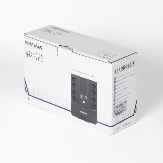 ИБП МАСТЕР 600, 600/360 ВА/Вт, LED, USB, RJ11/RJ45, SCHUKOx8 Импульс MT60102 ИБП МАСТЕР 600, 600/360 ВА/Вт, LED, USB, RJ11/RJ45, SCHUKOx8 Импульс MT60102