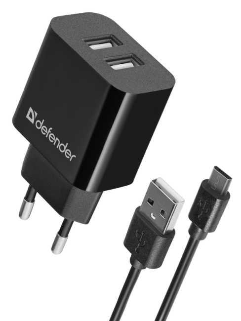 Defender Сетевой адаптер UPC-21 2xUSB,5V/2.1А кабель microUSB Defender 83581 Defender Сетевой адаптер UPC-21 2xUSB,5V/2.1А кабель microUSB Defender 83581