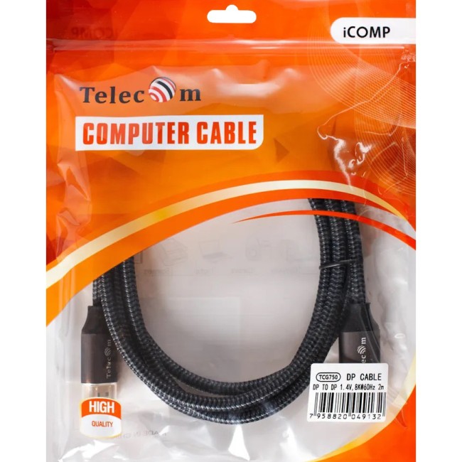 Кабель соединительный DP-DP 1.4V 8K@60Hz 2м, Telecom Pro <TCG750-2M> VCOM TCG750-2M Кабель соединительный DP-DP 1.4V 8K@60Hz 2м, Telecom Pro <TCG750-2M> VCOM TCG750-2M