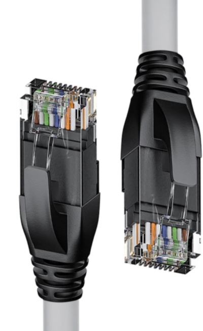 Патч-корд прямой 7.5m UTP кат.5e, серый, черные коннекторы, 24 AWG, литой, ethernet high speed 1 Гбит/с, RJ45, T568B 4PH 4PH-50817