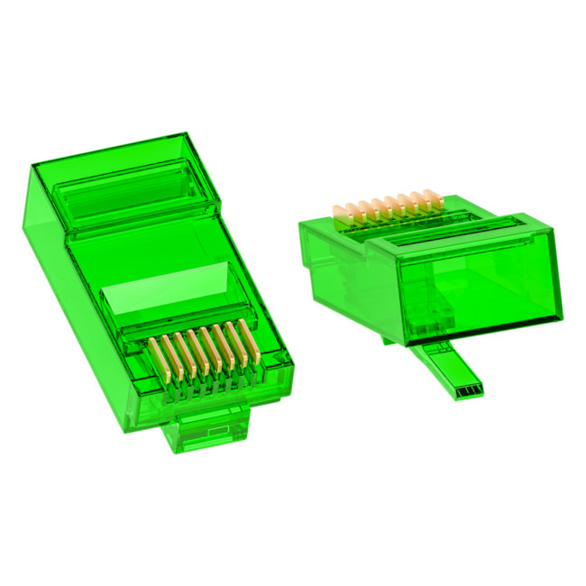Greenconnect Коннектор цветной RJ-45 cat.5e UTP Male, для многожильного кабеля, 8p8c 15 шт (3 цвета по 5 шт), GCR-51802 Коннектор Greenconnect цветной RJ-45 cat.5e UTP Male